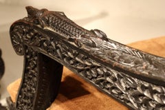 19th Century Carved Hardwood Pair of Anglo Indian Sofas in Suede