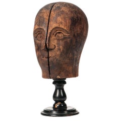 19th Century Carved Head of a Man, Hat Display Form