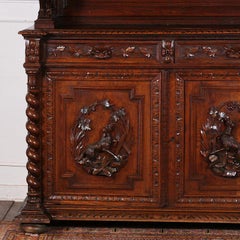 19th Century Carved Henri II Buffet Deux Corps in Oak