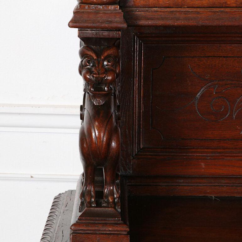 19th Century Carved Henri II Buffet Deux Corps in Oak In Good Condition In Vancouver, British Columbia