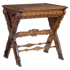 19th century carved Iitalian walnut and pine occasional table