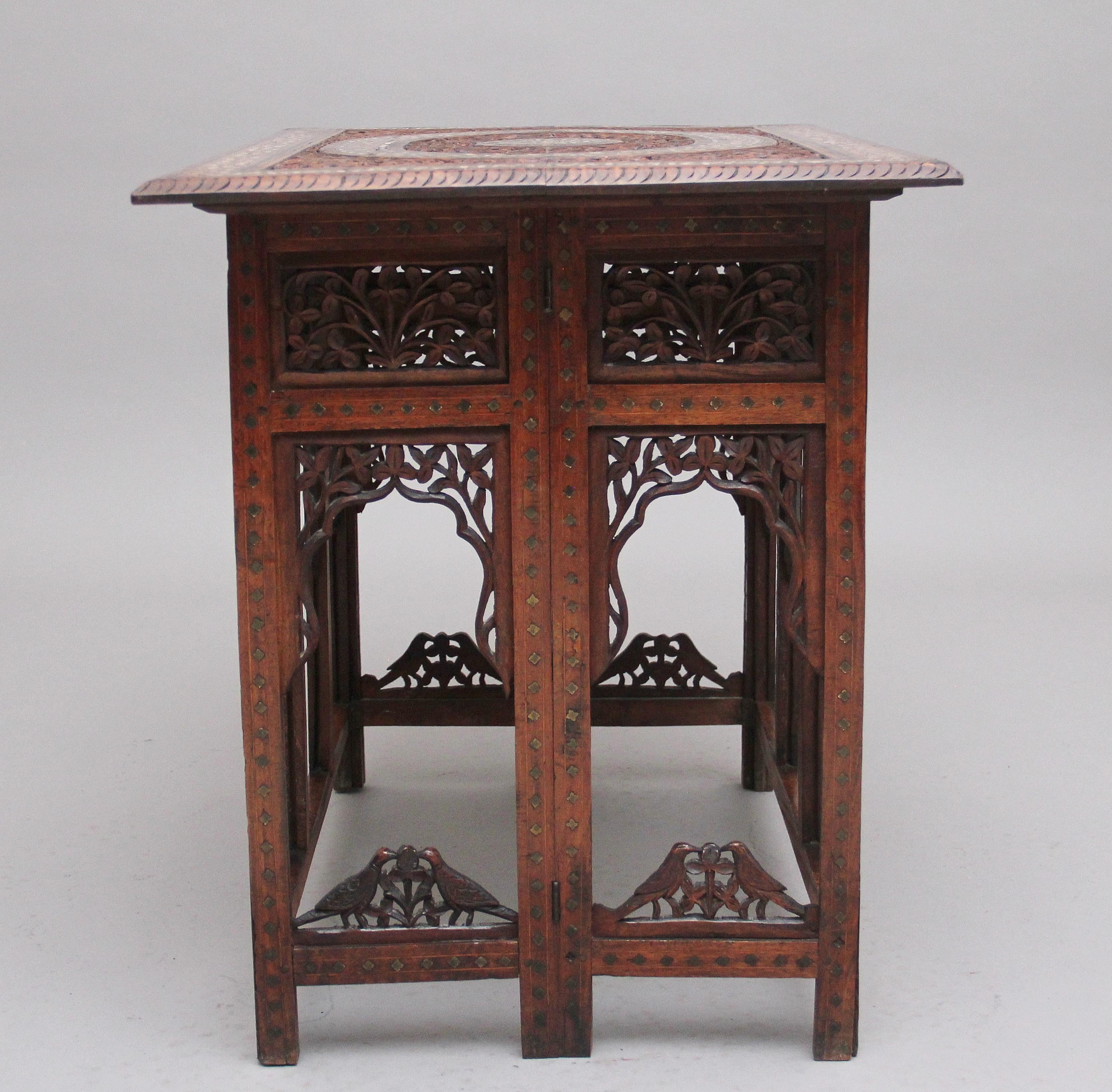 Late 19th Century 19th Century Carved Indian Occasional Table For Sale