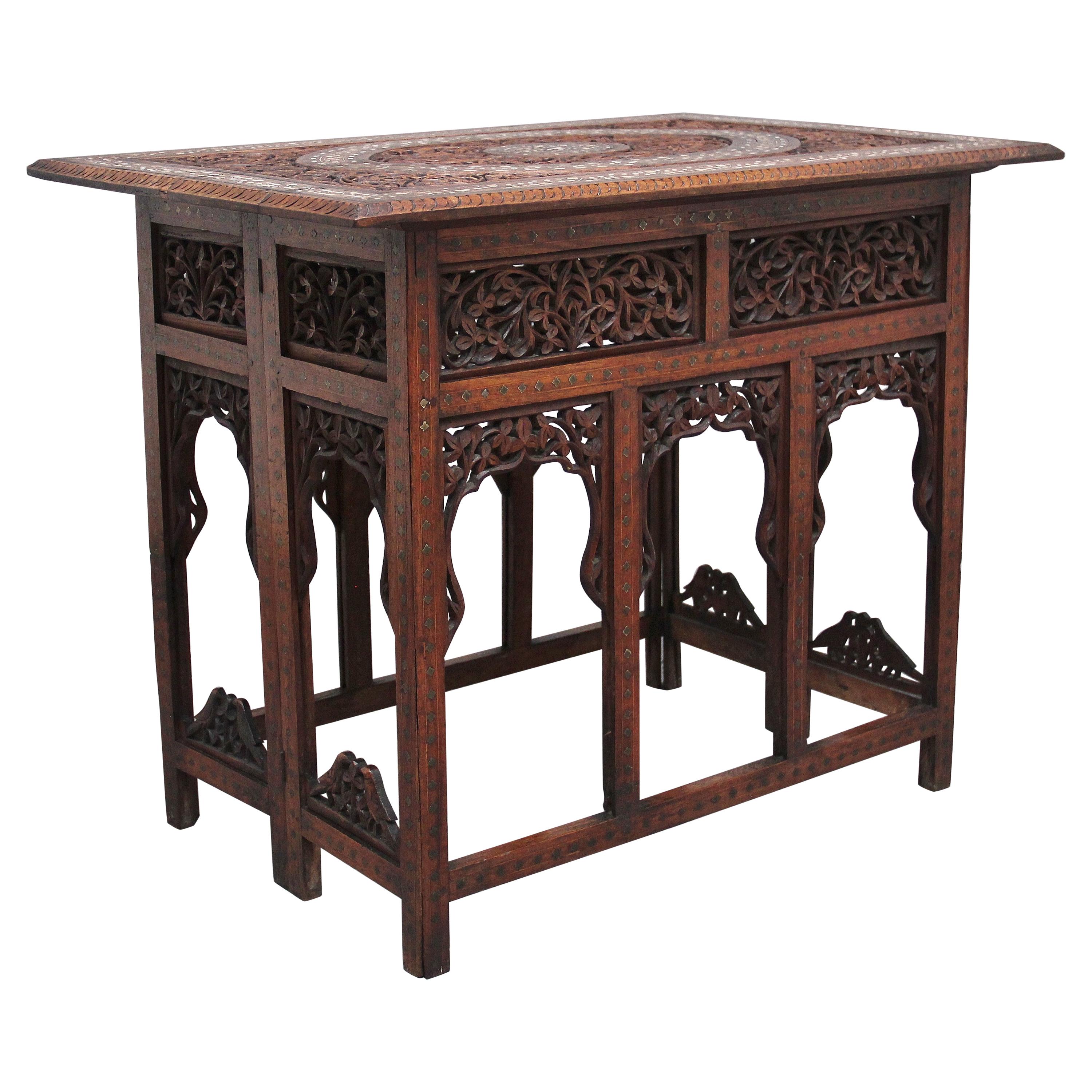 19th Century Carved Indian Occasional Table For Sale