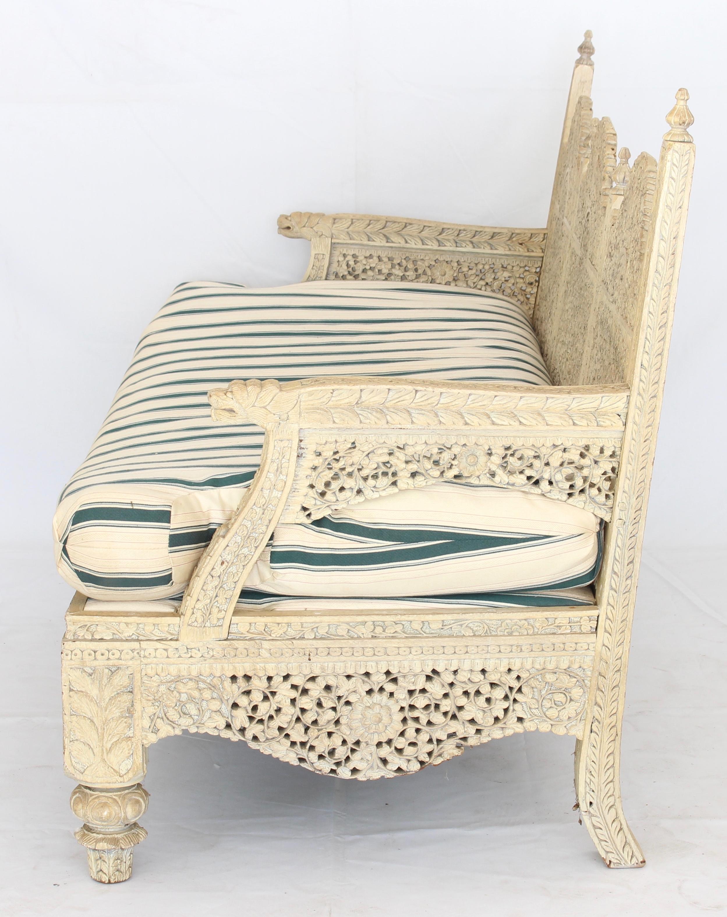 20th Century Carved Indian Settee