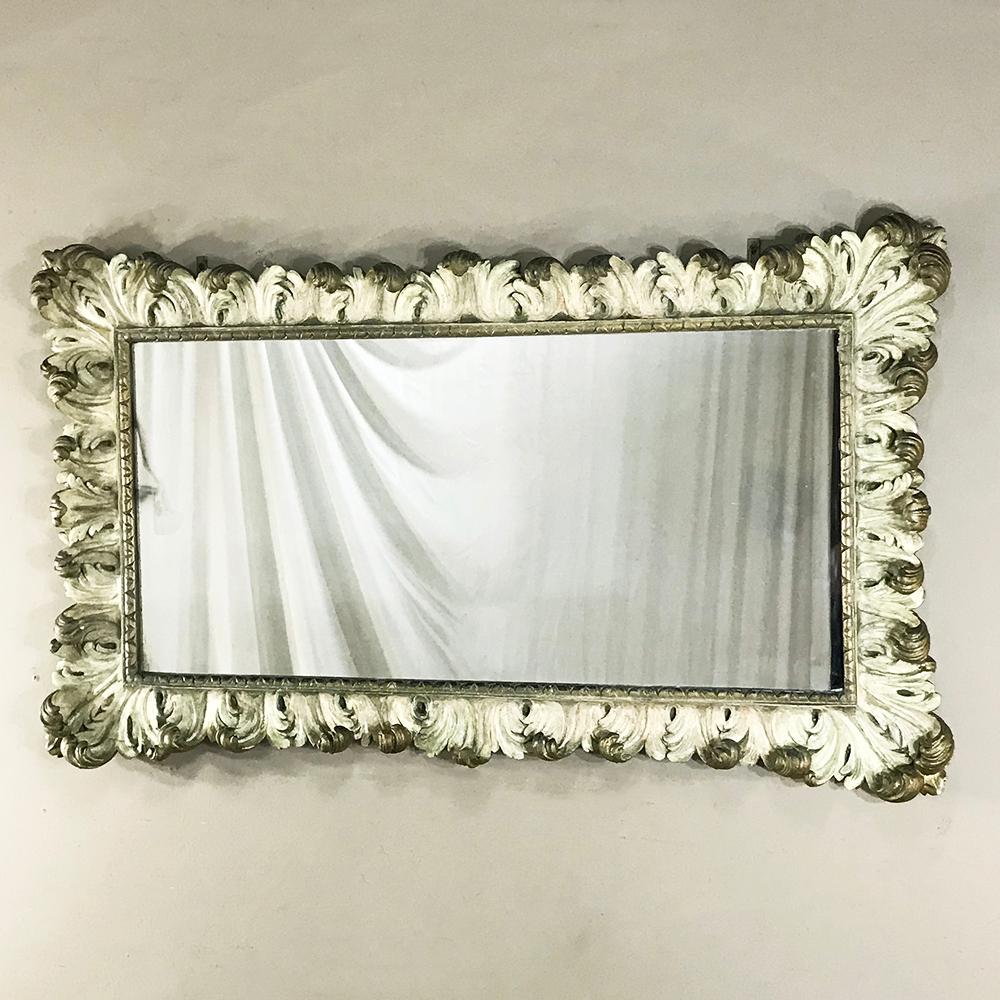 19th Century Carved Italian Baroque Painted Mirror 4
