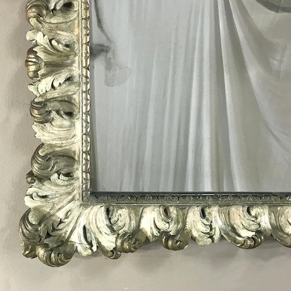 19th Century Carved Italian Baroque Painted Mirror 1