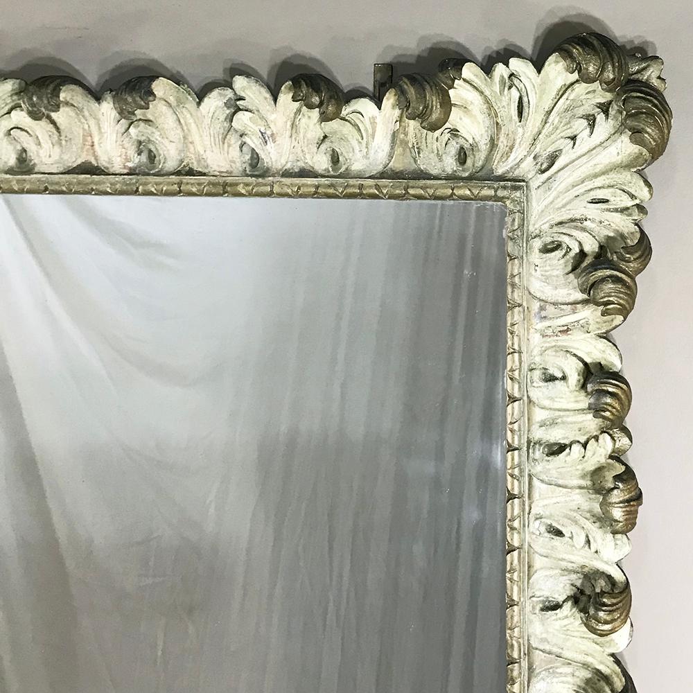 19th Century Carved Italian Baroque Painted Mirror 2