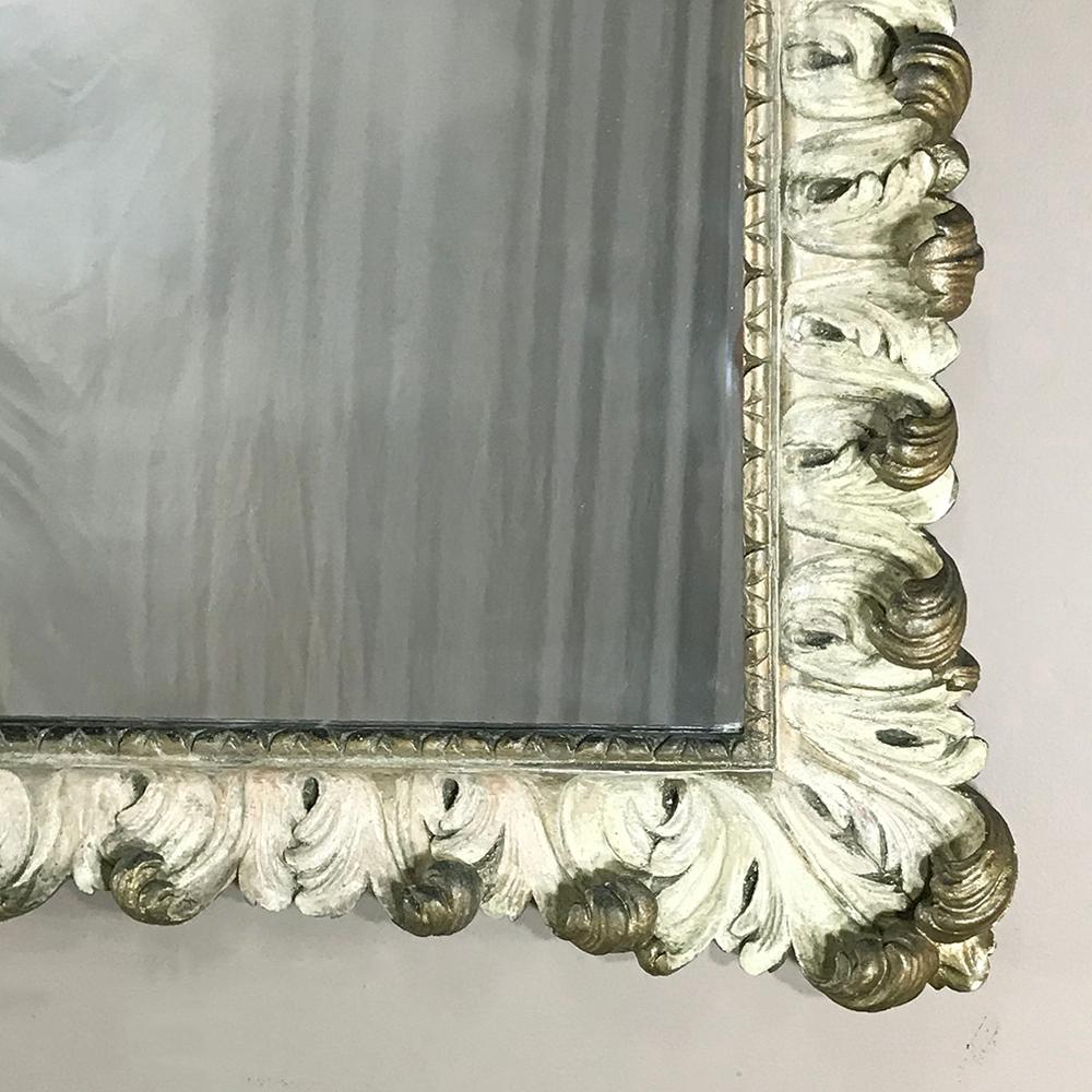 19th Century Carved Italian Baroque Painted Mirror 3