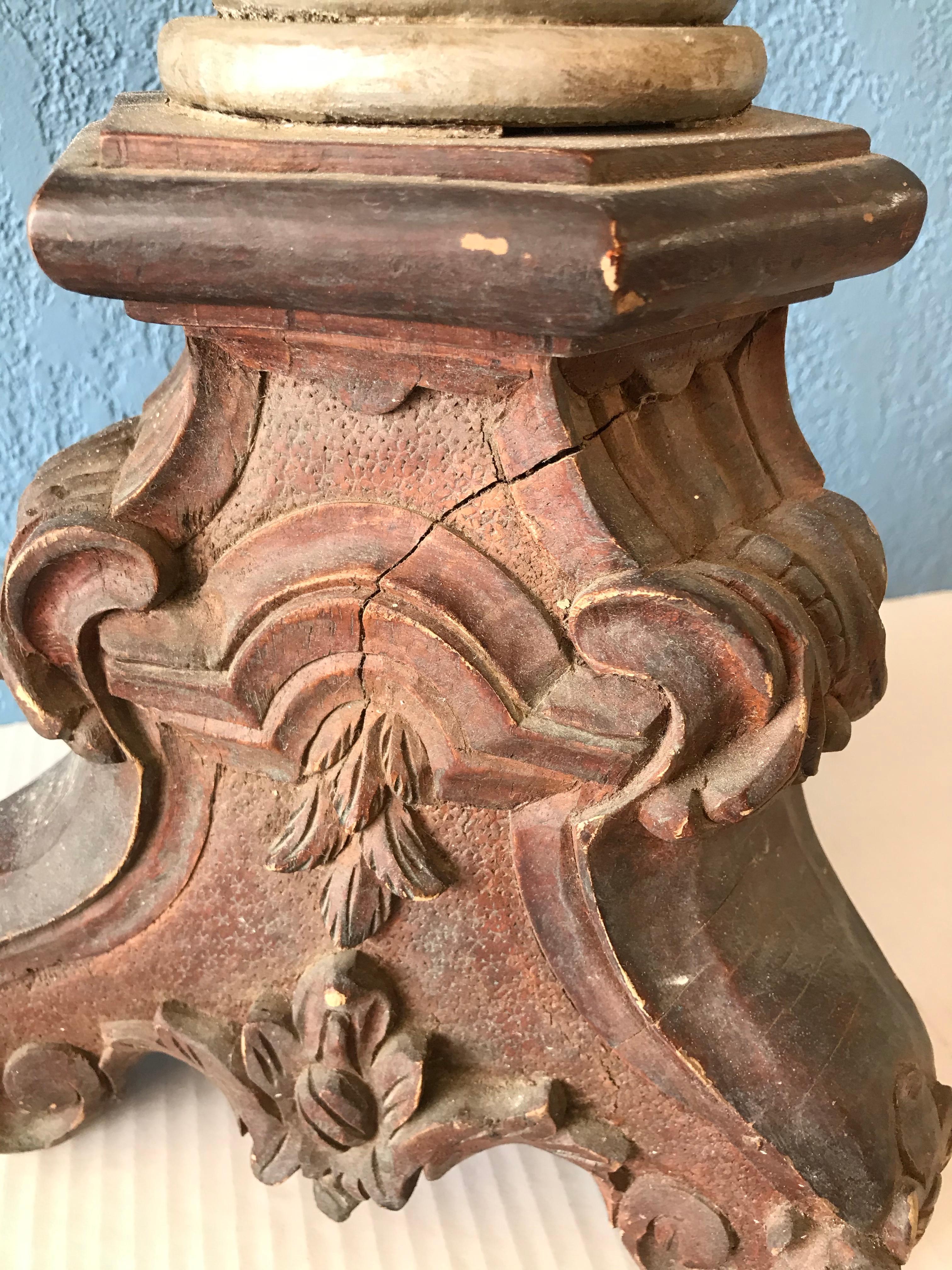 19TH Century Carved Italian Figural Pedestal For Sale 5