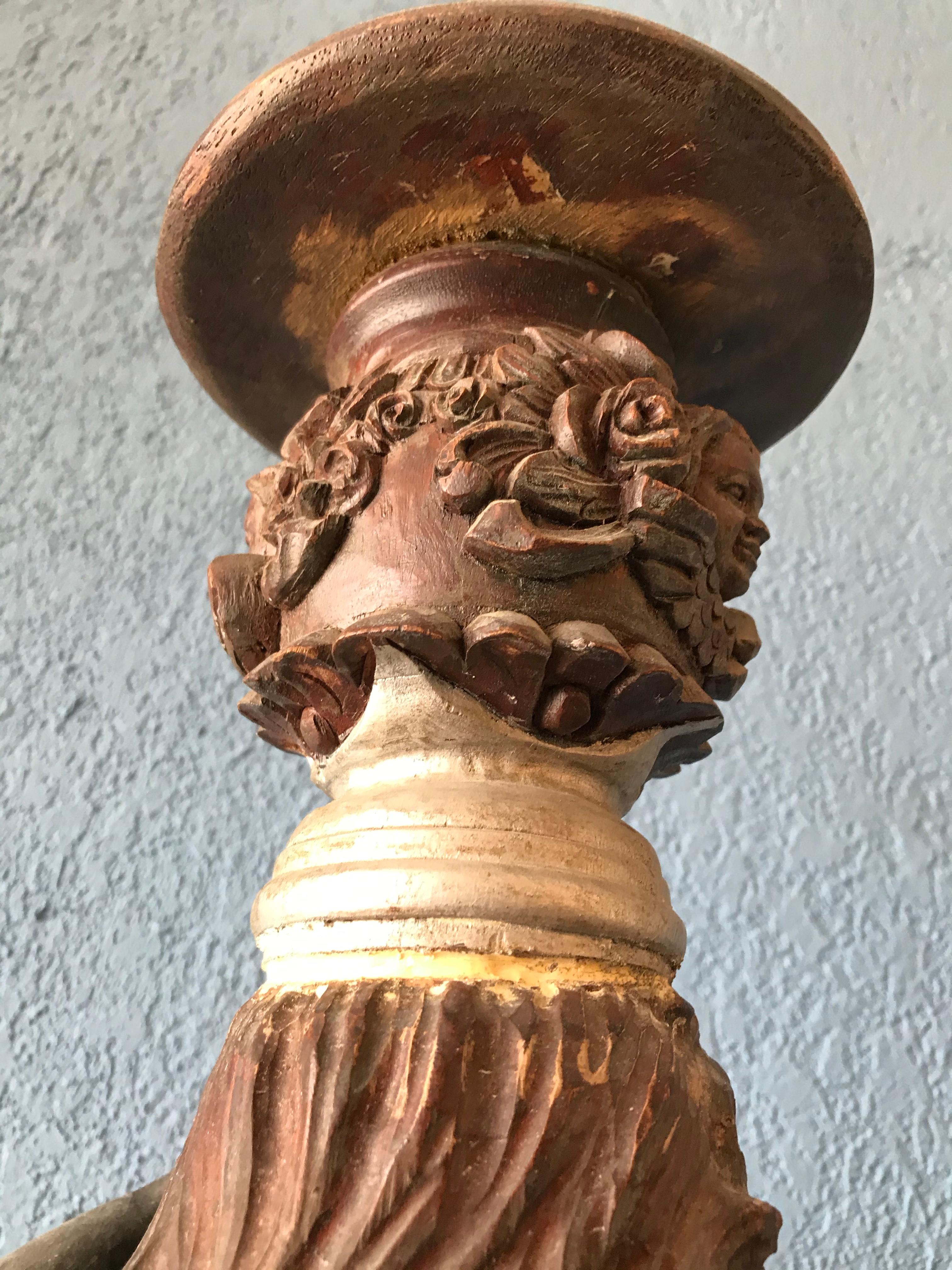 19TH Century Carved Italian Figural Pedestal For Sale 7