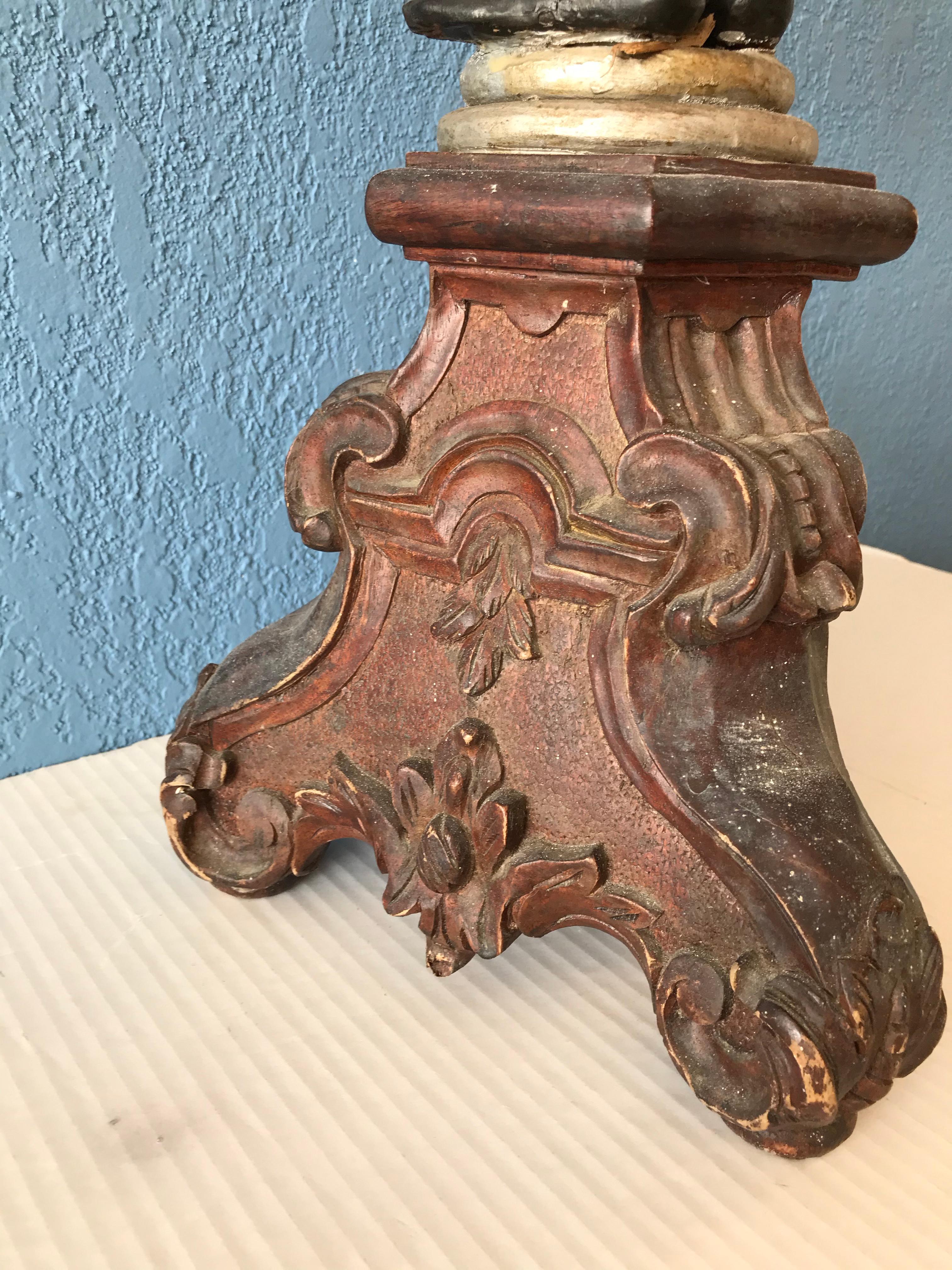 19TH Century Carved Italian Figural Pedestal For Sale 10