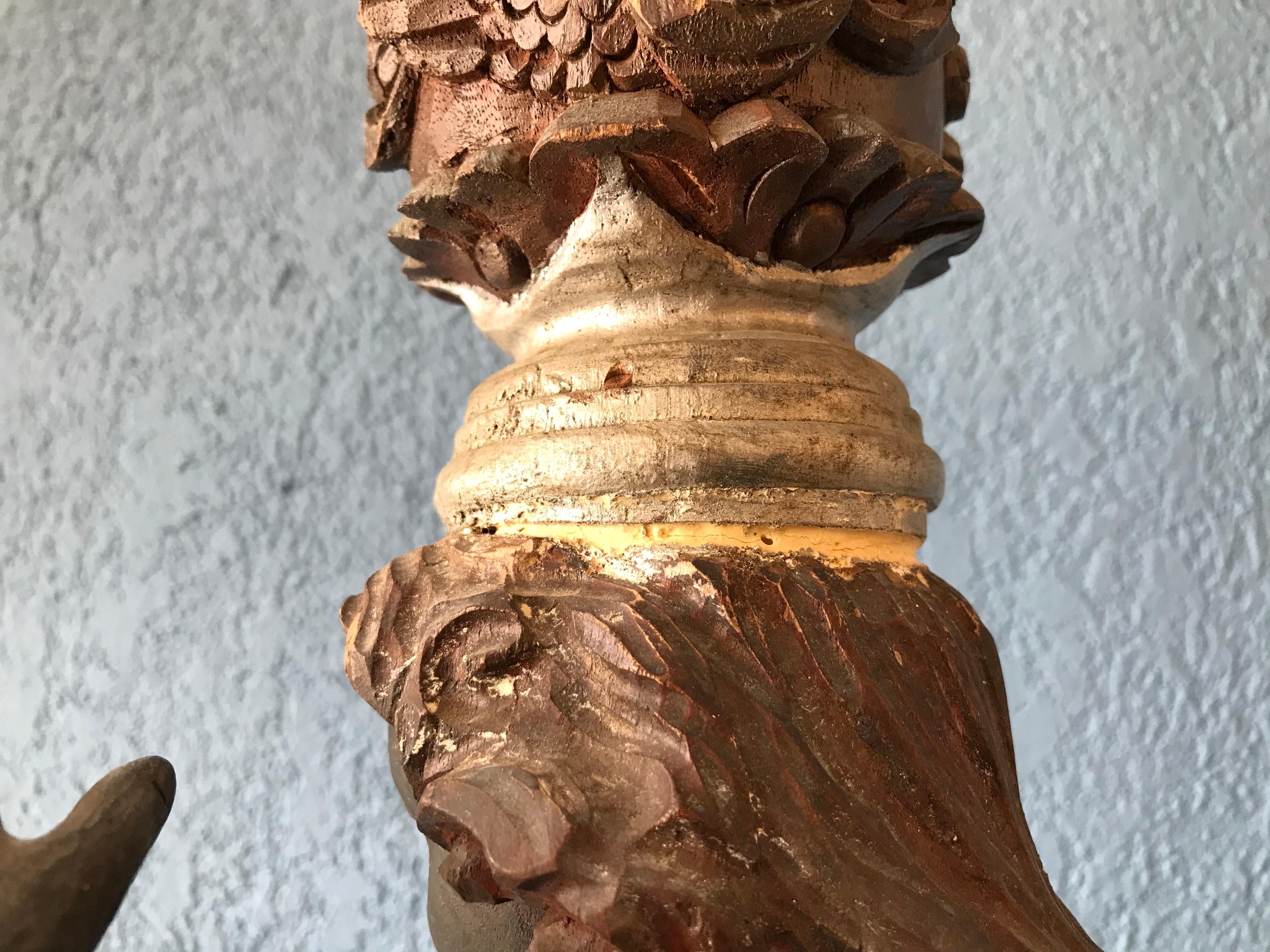 19TH Century Carved Italian Figural Pedestal For Sale 11