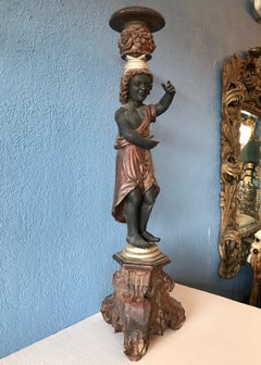 19TH Century Carved Italian Figural Pedestal
