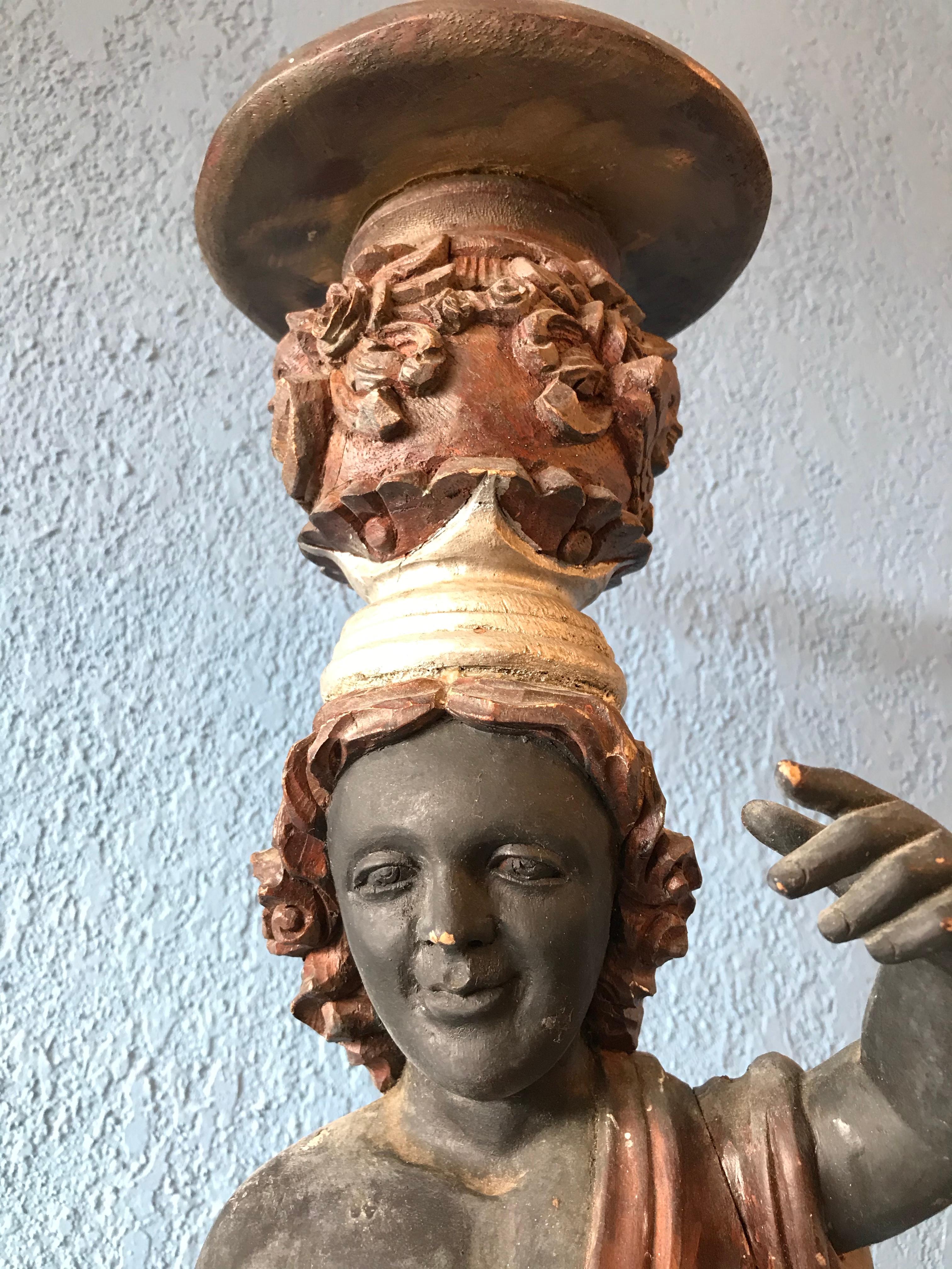 19TH Century Carved Italian Figural Pedestal For Sale 1