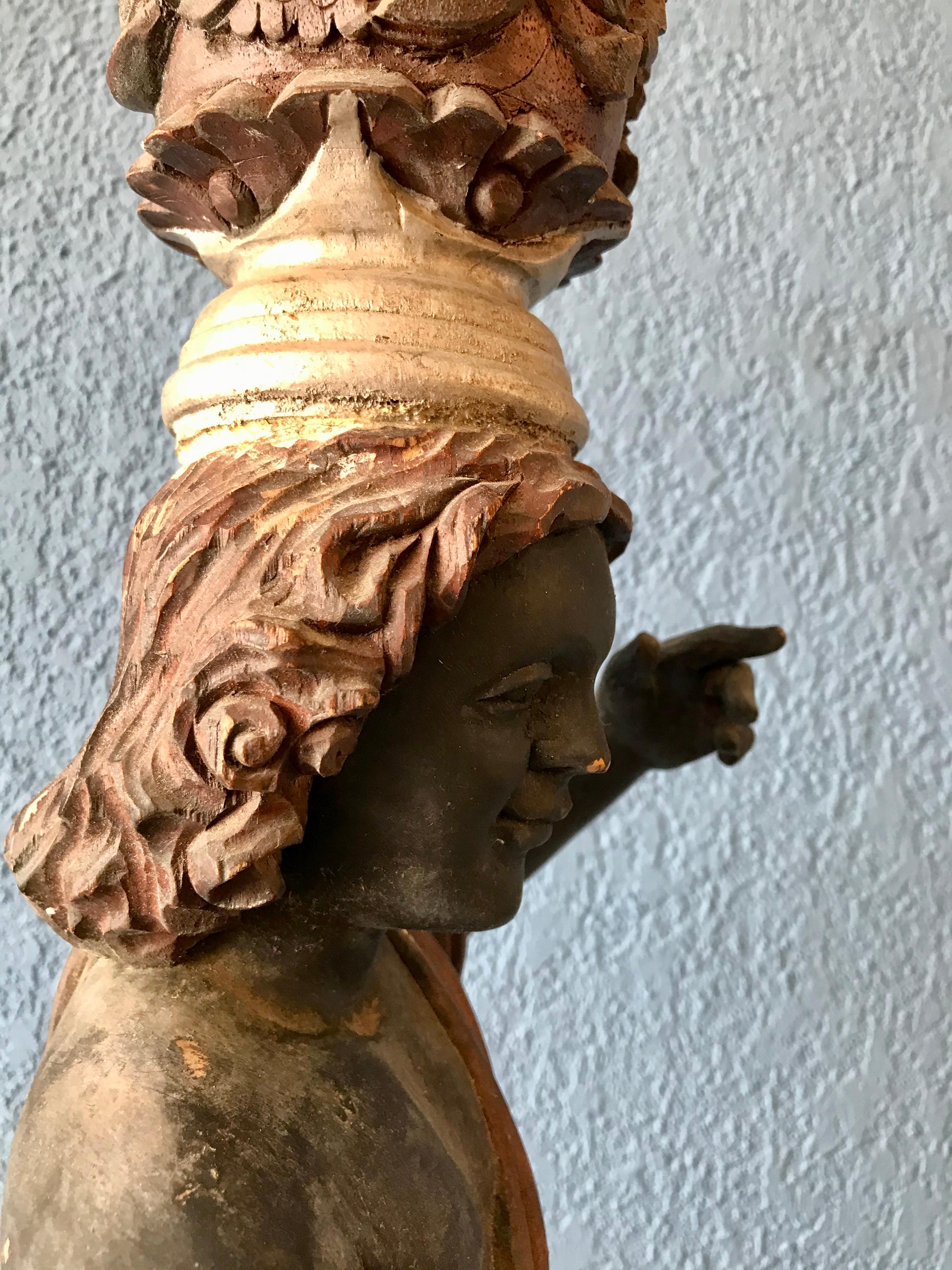 19TH Century Carved Italian Figural Pedestal For Sale 4