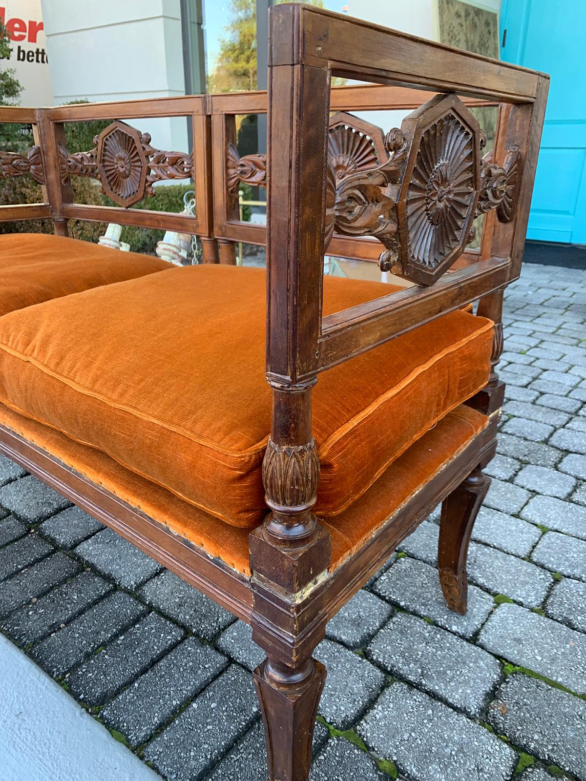 19th Century Carved Italian Neoclassical Settee 9