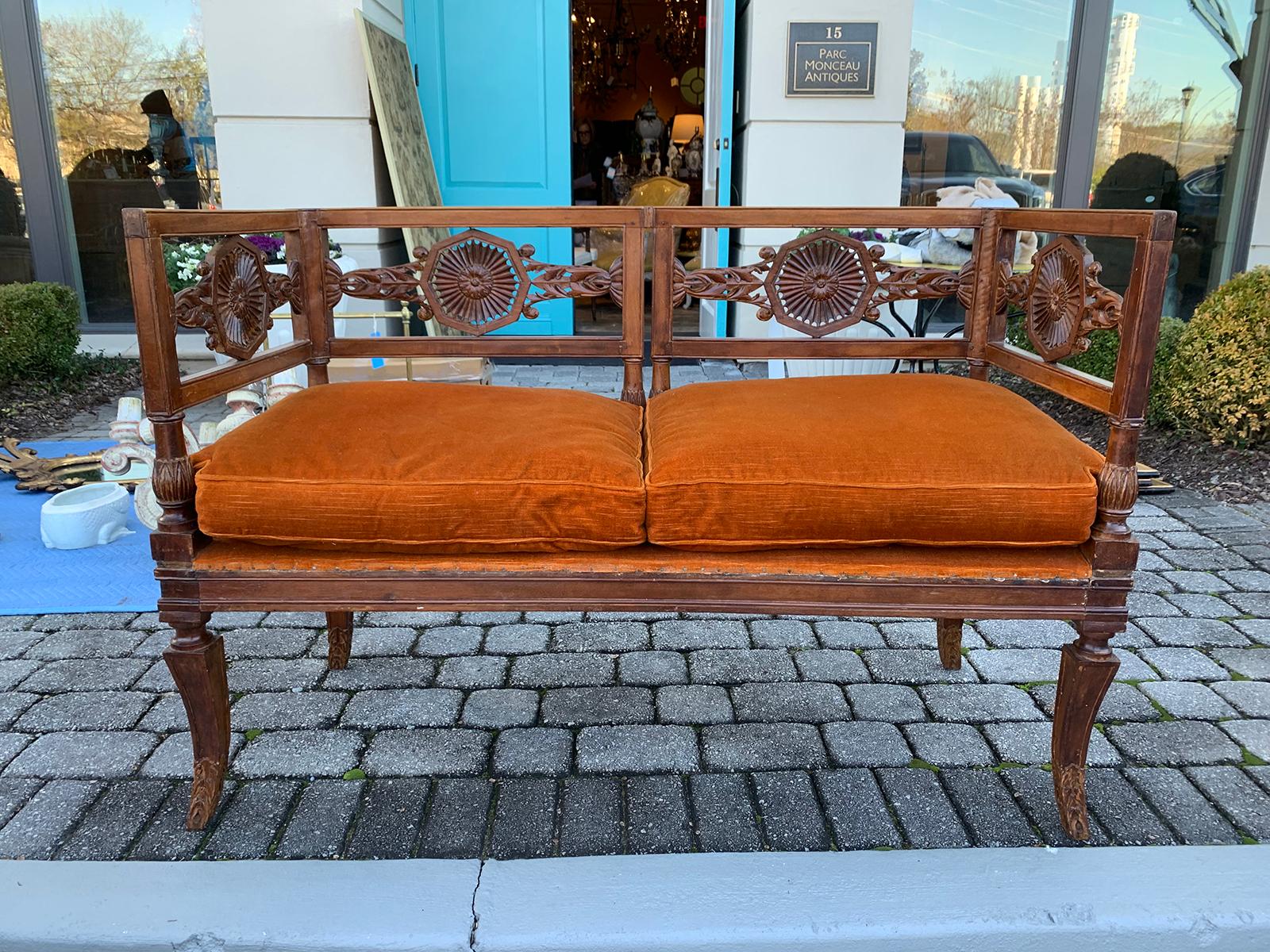 19th century carved Italian neoclassical settee