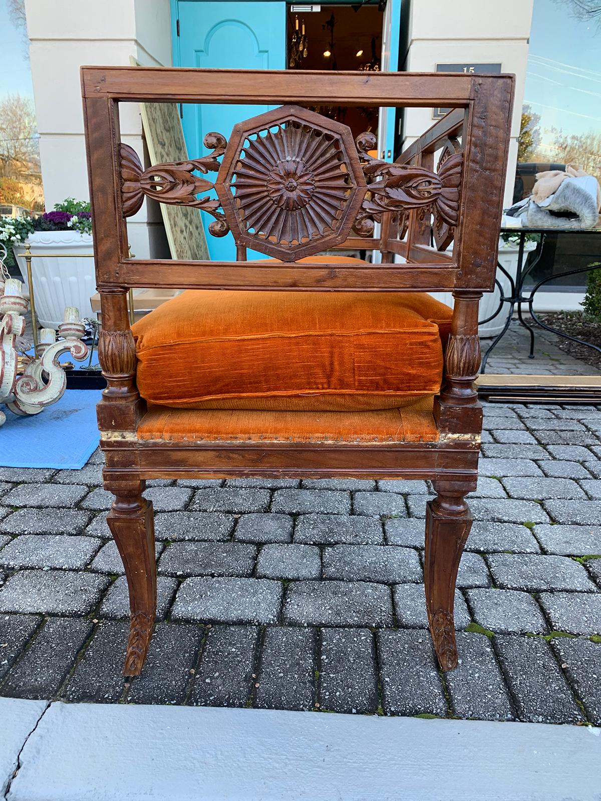 Wood 19th Century Carved Italian Neoclassical Settee