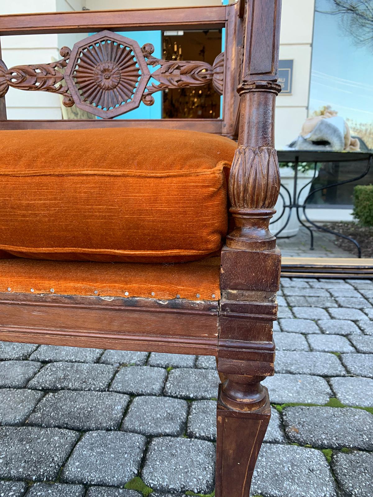 19th Century Carved Italian Neoclassical Settee 1