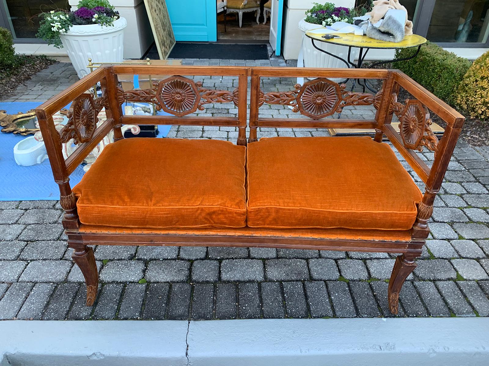 19th Century Carved Italian Neoclassical Settee 5