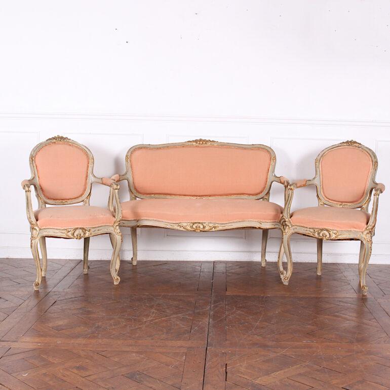French 19th Century Carved Italian Rococo Salon Set For Sale