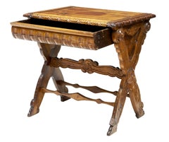 19th Century Carved Italian Walnut and Pine Occasional Table