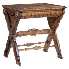 19th century carved Italian walnut and pine occasional table