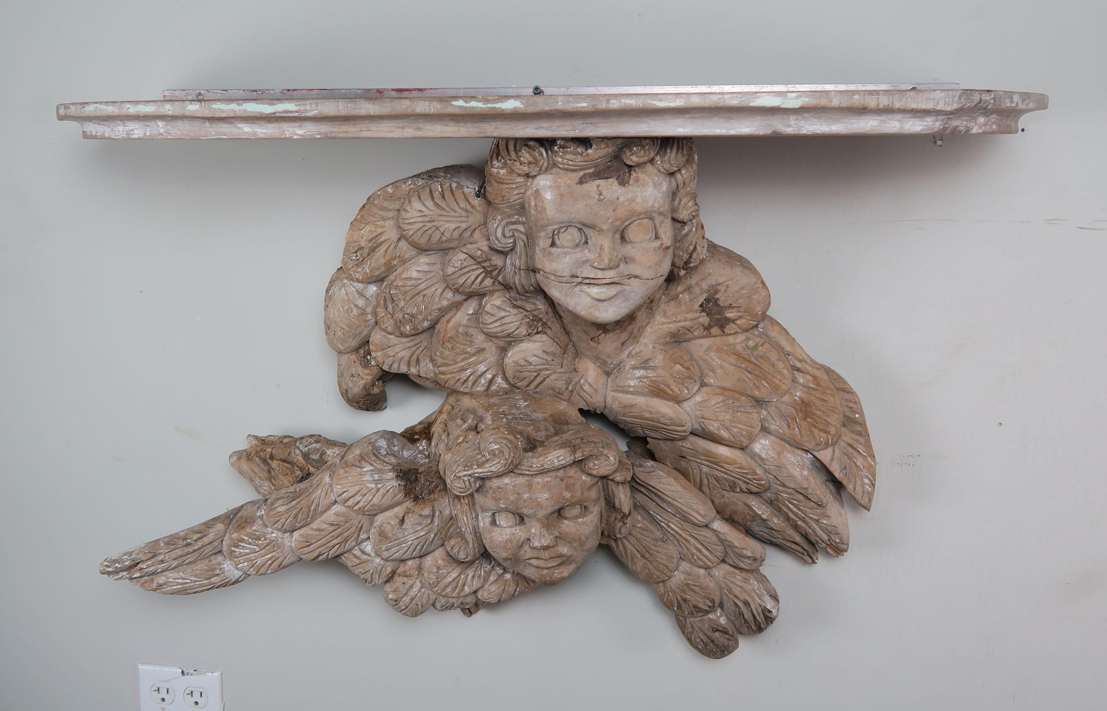 19th Century Carved Italian Winged Cherub Shelf For Sale 7