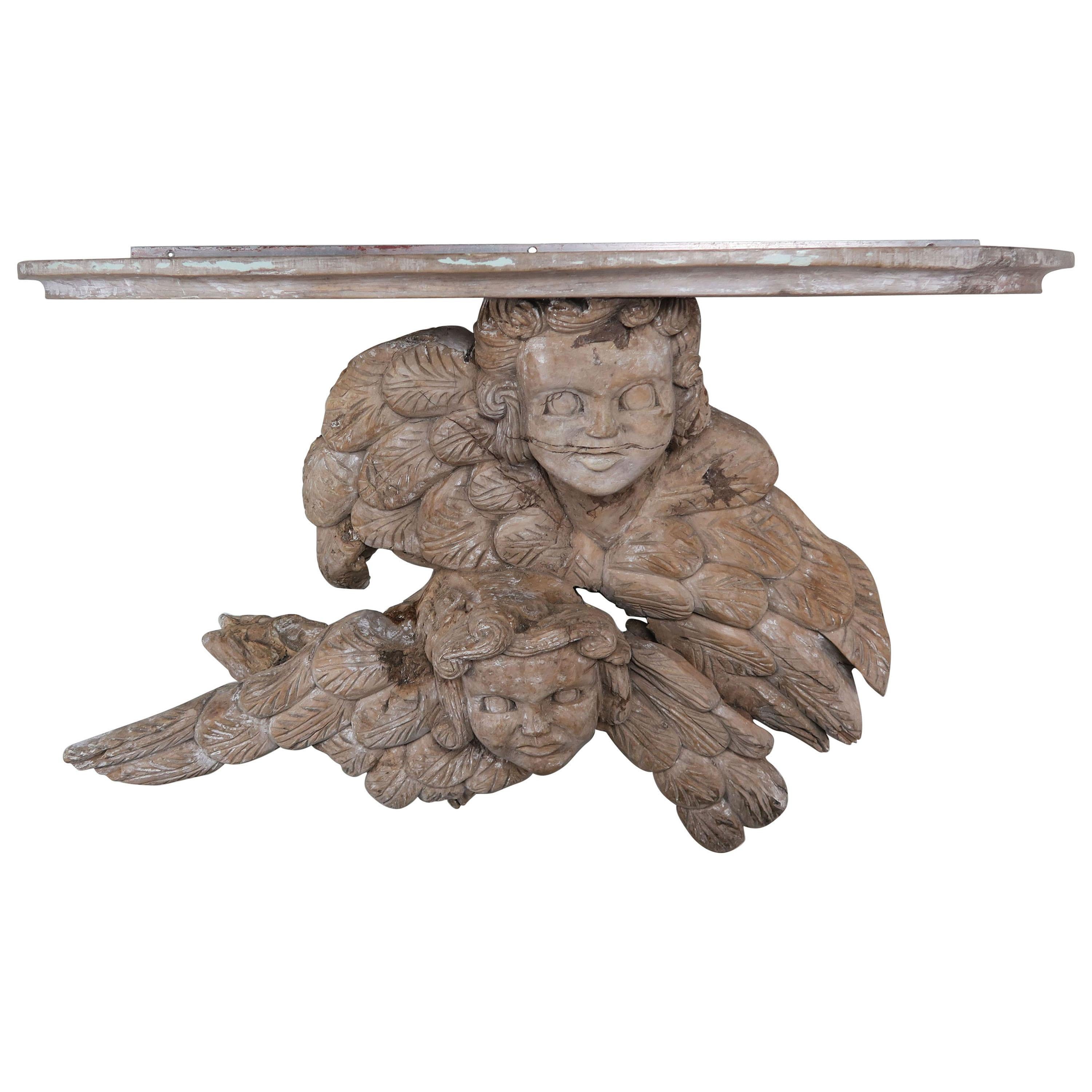 19th Century Carved Italian Winged Cherub Shelf For Sale