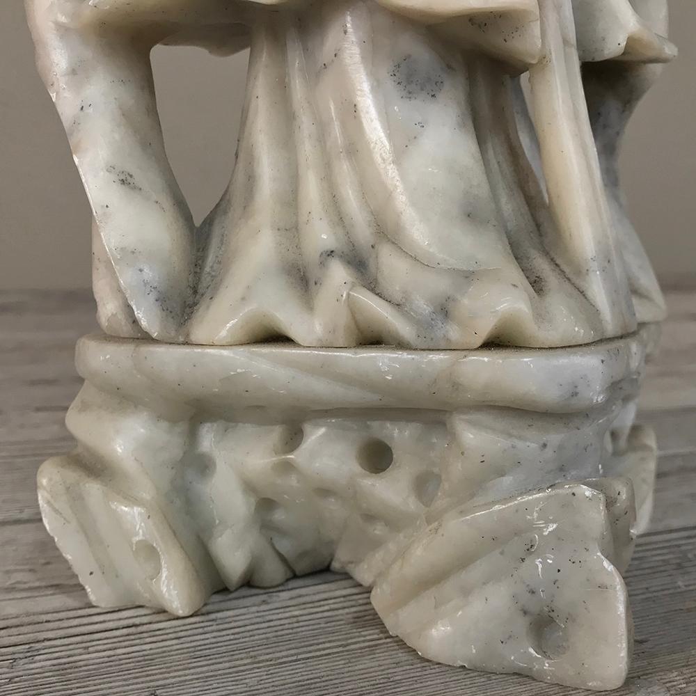 19th Century Carved Jade Stone Bud Statue In Good Condition In Dallas, TX