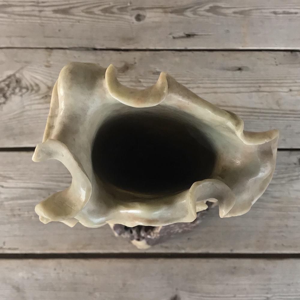 Japanese 19th Century Carved Jade Stone Vase