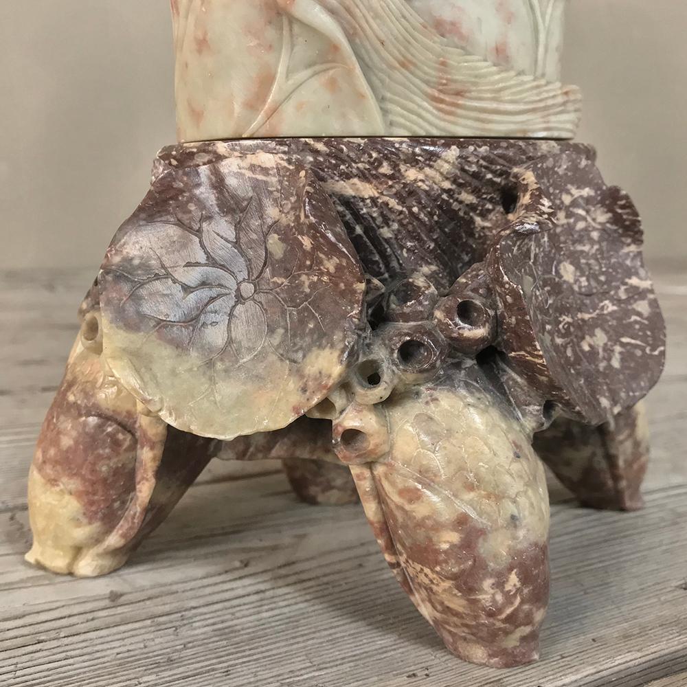 19th Century Carved Jade Stone Vase In Good Condition In Dallas, TX