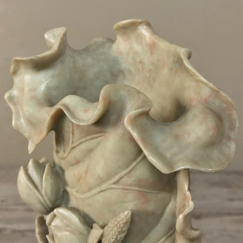 Late 19th Century 19th Century Carved Jade Stone Vase