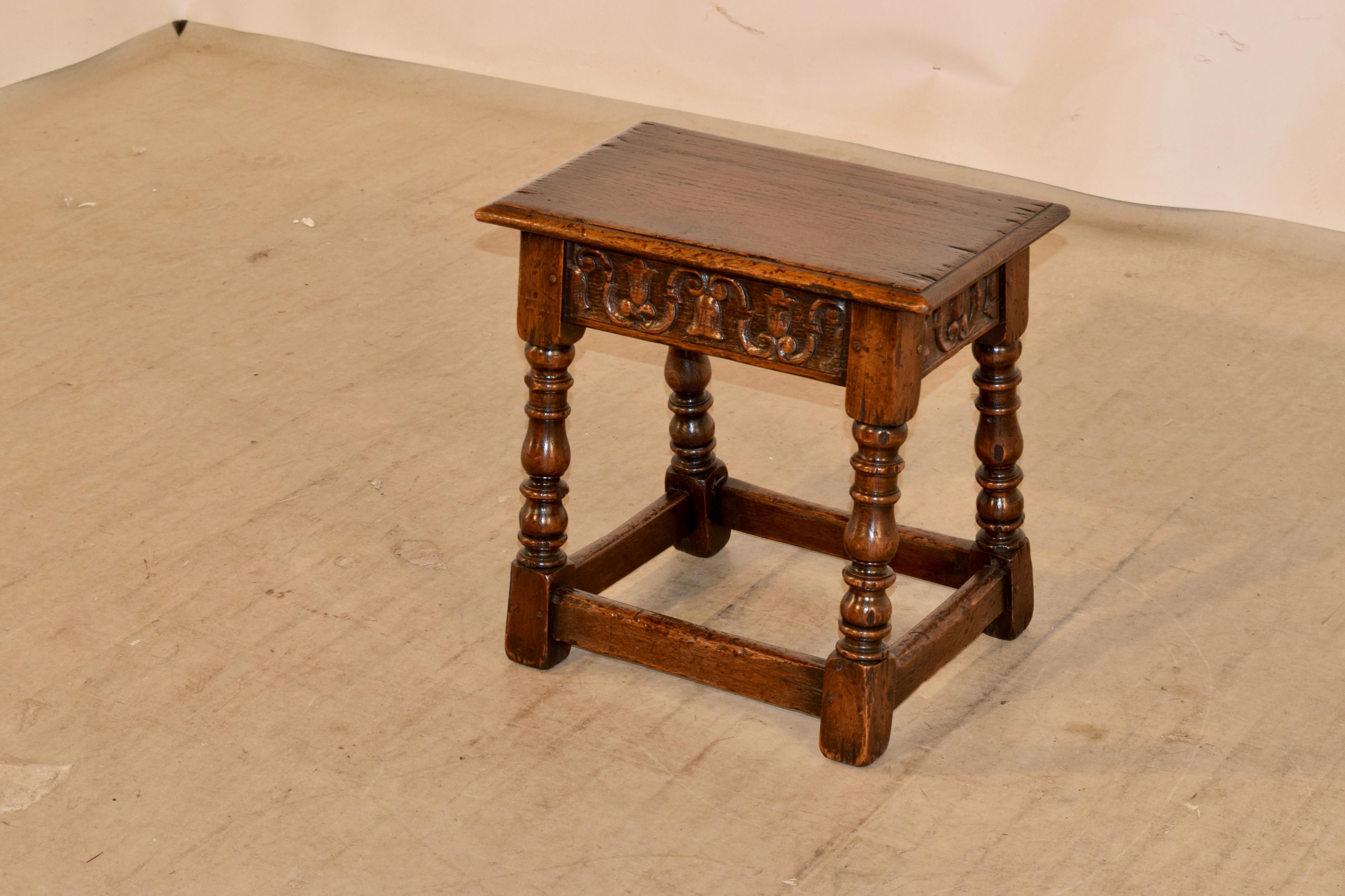 English 19th Century Carved Joint Stool