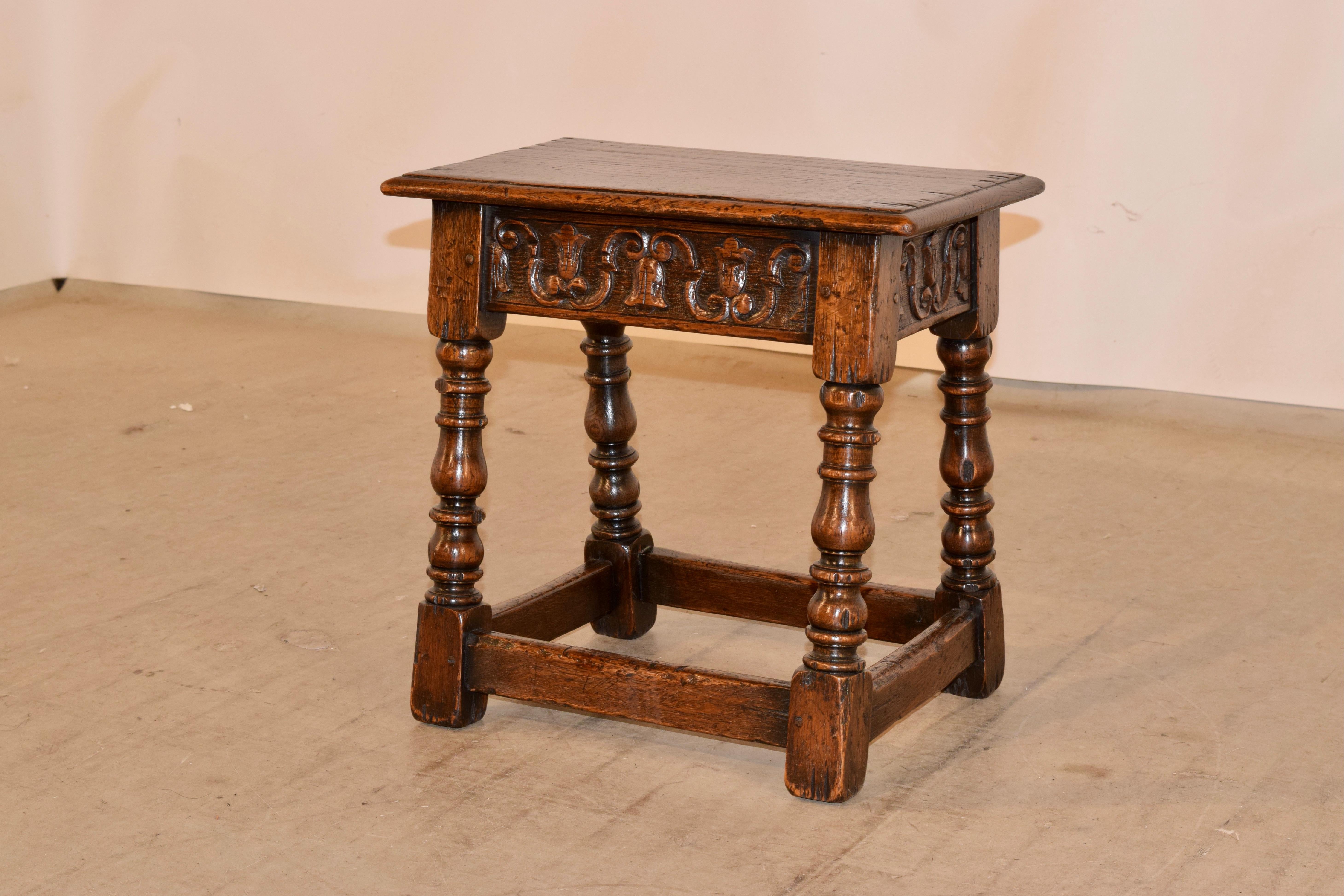 Hand-Carved 19th Century Carved Joint Stool