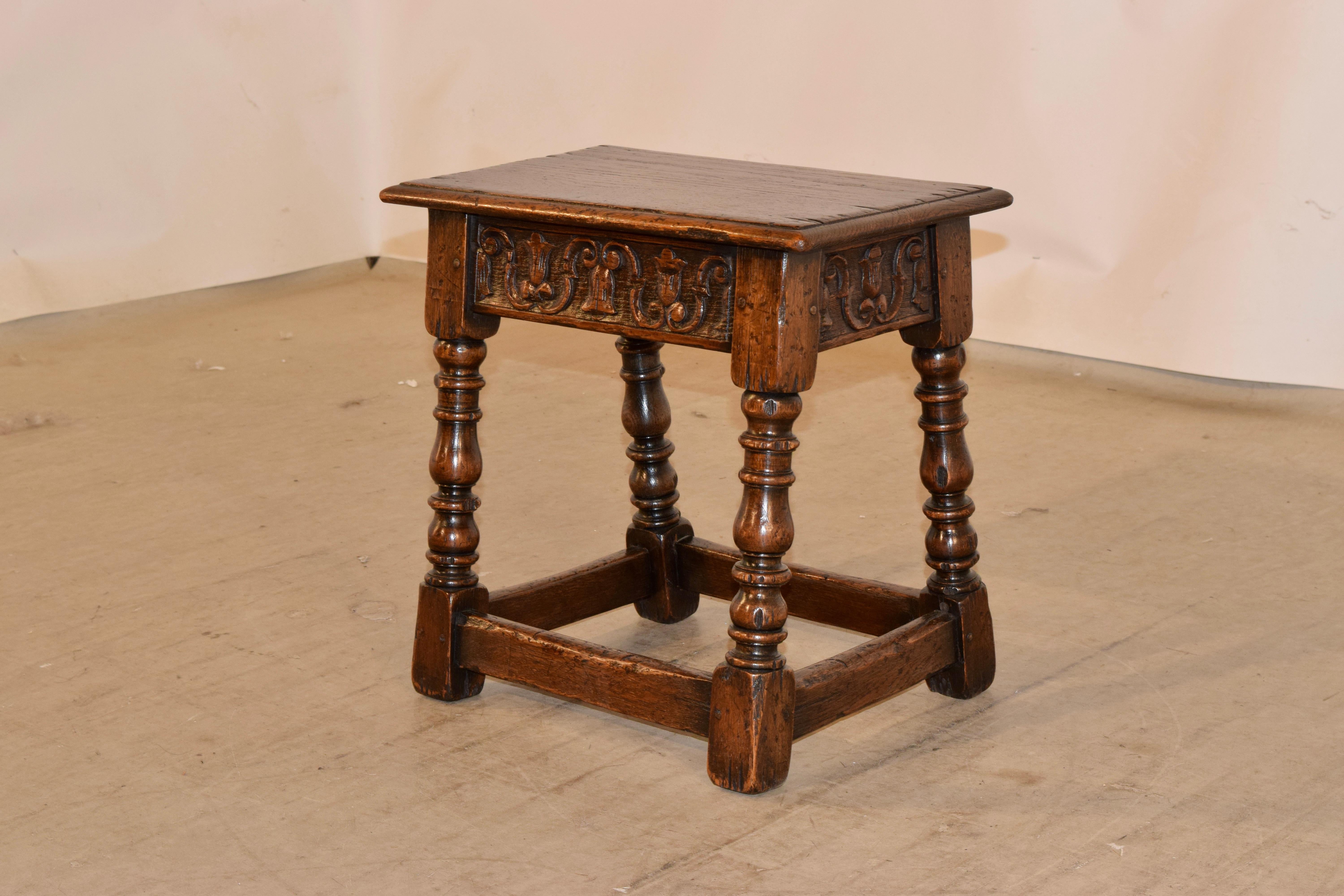 19th Century Carved Joint Stool In Good Condition In High Point, NC
