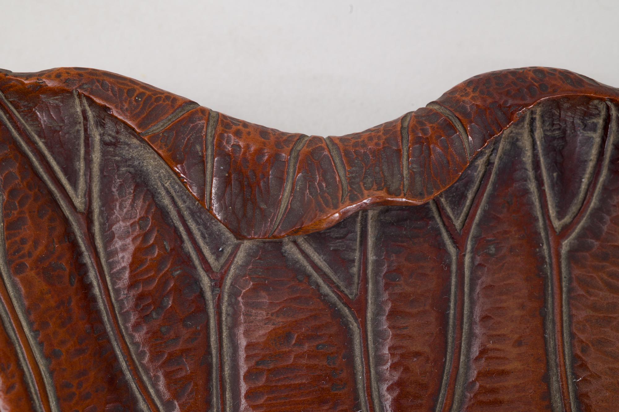 19th Century Carved Lotus Leaf Tray 1