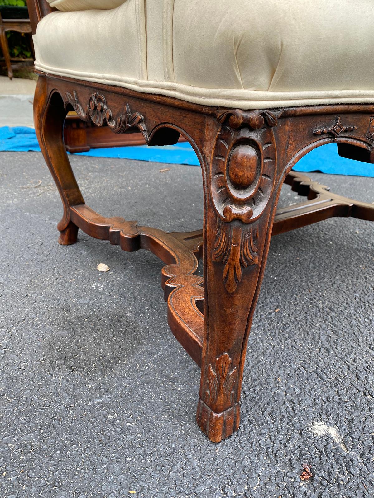 19th Century Carved Louis XV Style Armchair with Stretcher 5