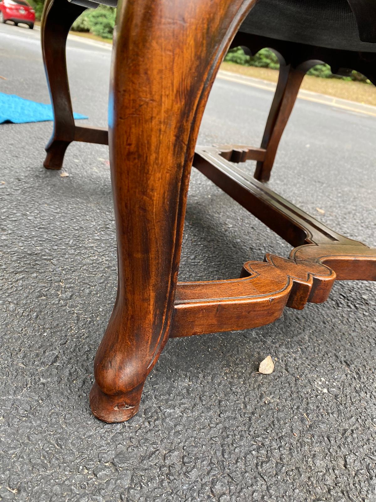 19th Century Carved Louis XV Style Armchair with Stretcher 8