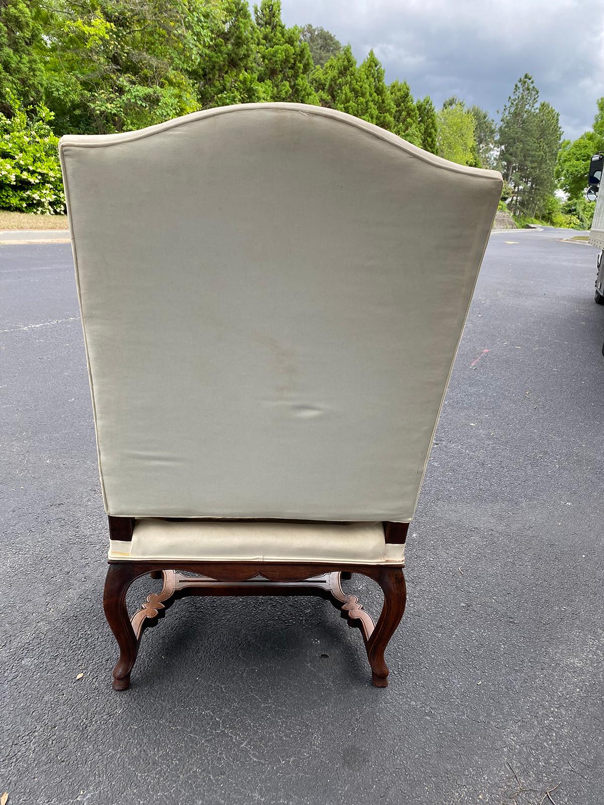 19th Century Carved Louis XV Style Armchair with Stretcher 16