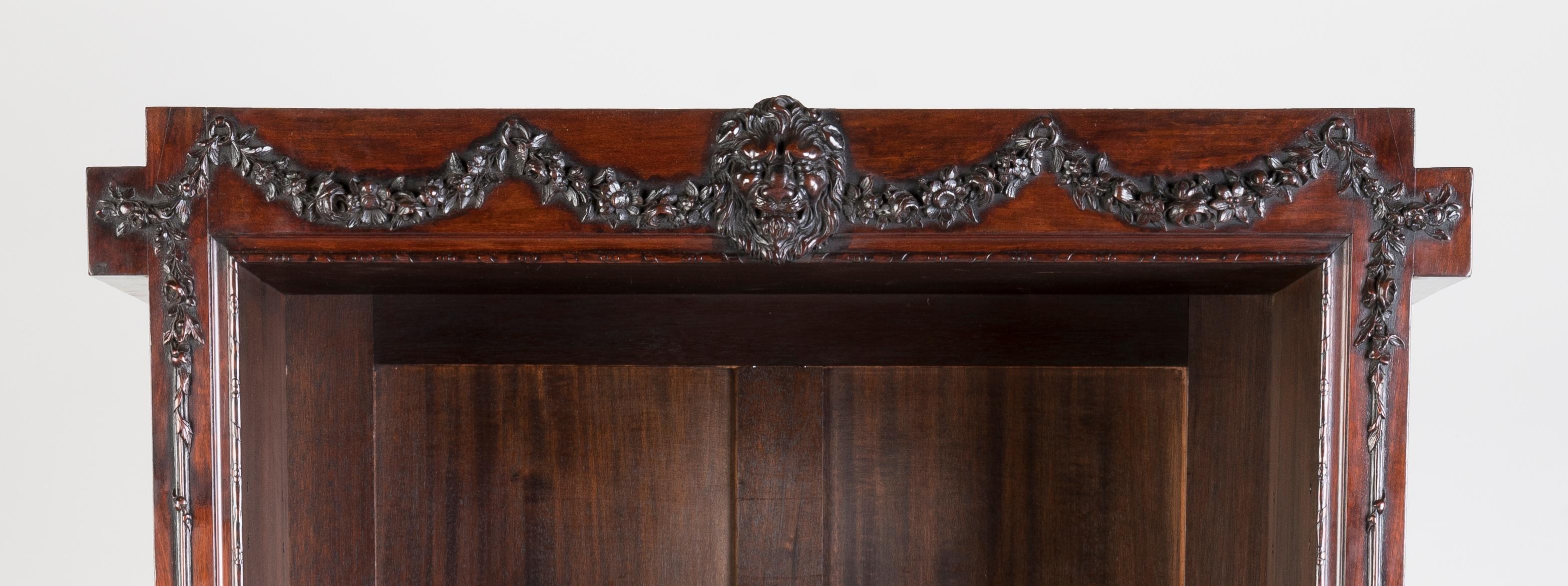 19th Century Carved Mahogany Cabinet Bookcase by H. Samuel in the Georgian Style For Sale 1
