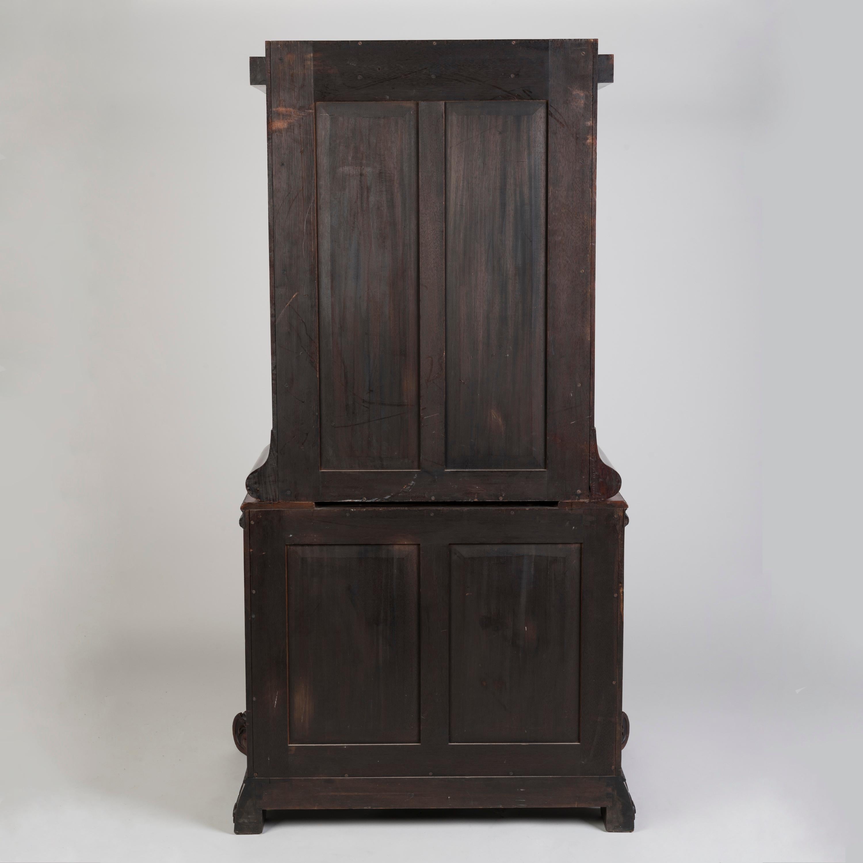 19th Century Carved Mahogany Cabinet Bookcase by H. Samuel in the Georgian Style For Sale 3