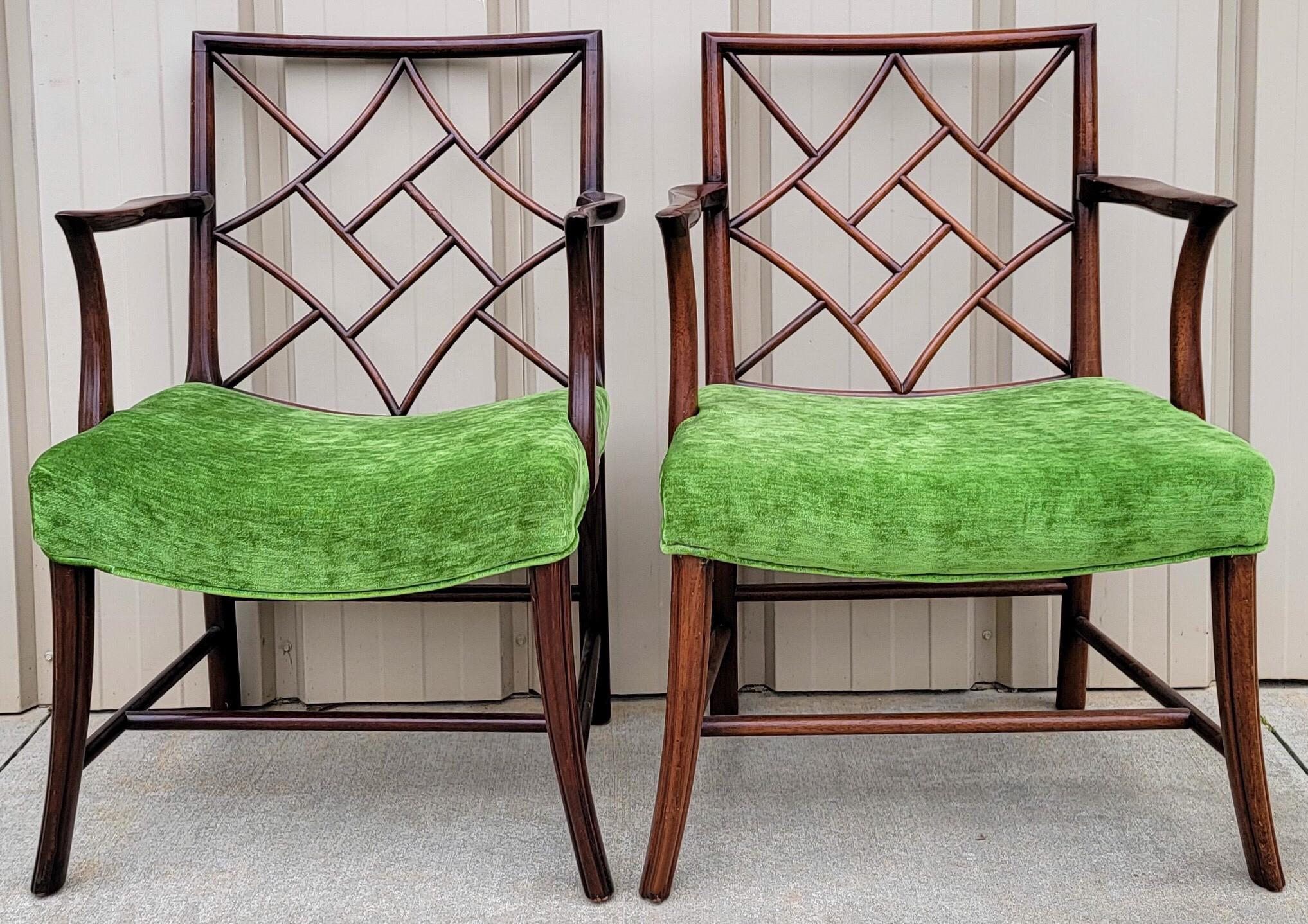 19th Century Carved Mahogany Chinese Chippendale Style Chairs, Near Pair 1