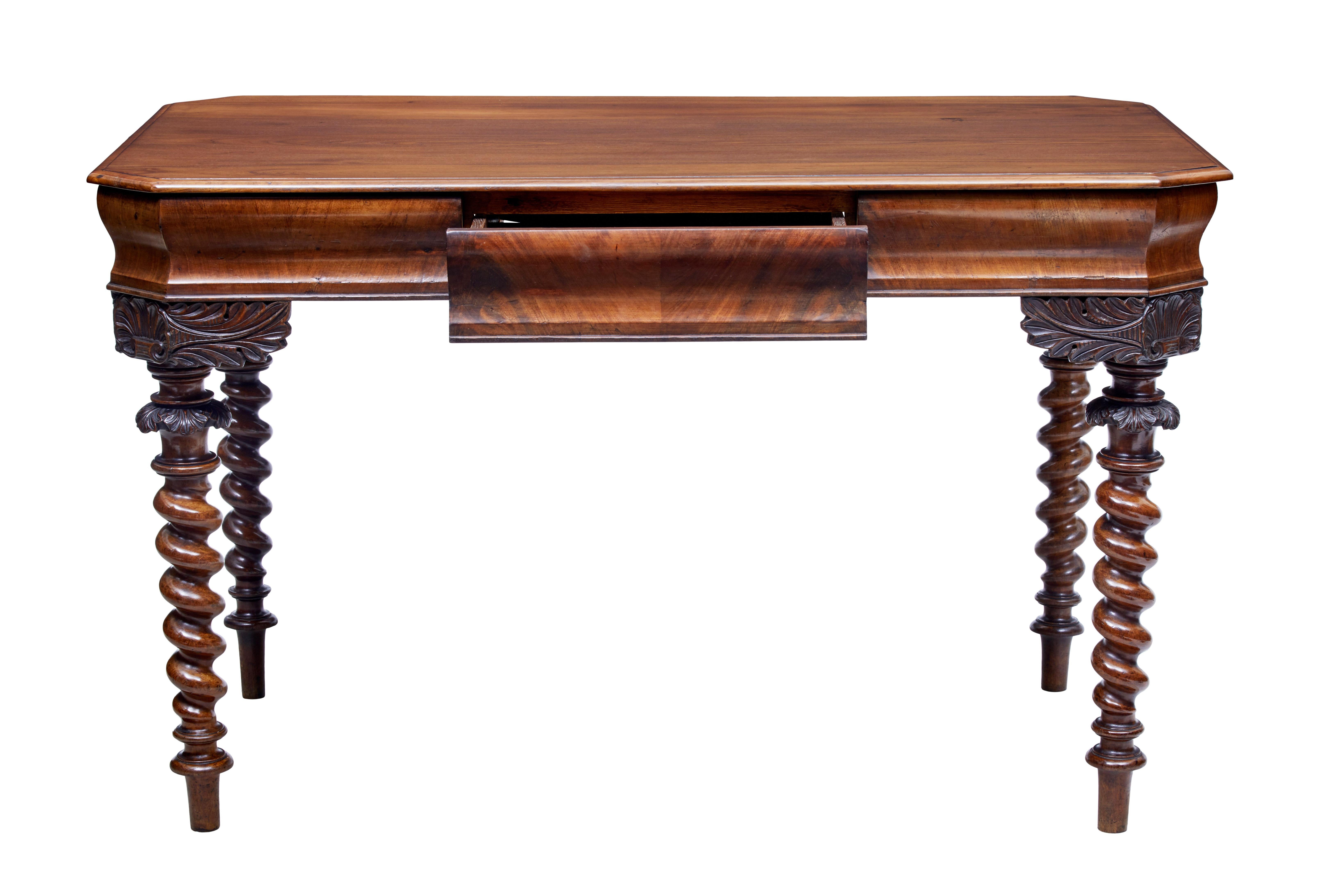 Victorian 19th Century Carved Mahogany Danish Writing Table