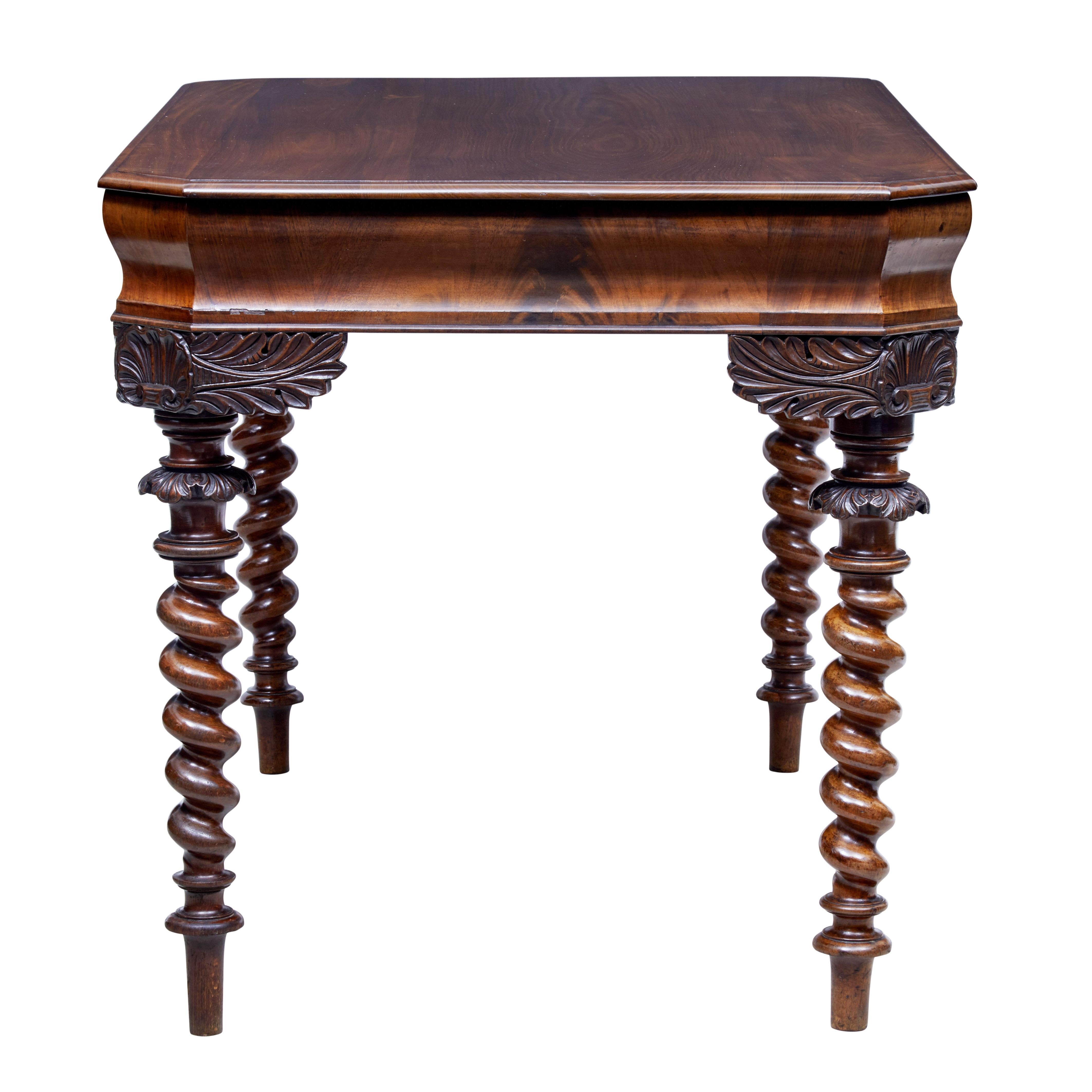 19th Century Carved Mahogany Danish Writing Table In Good Condition In Debenham, Suffolk