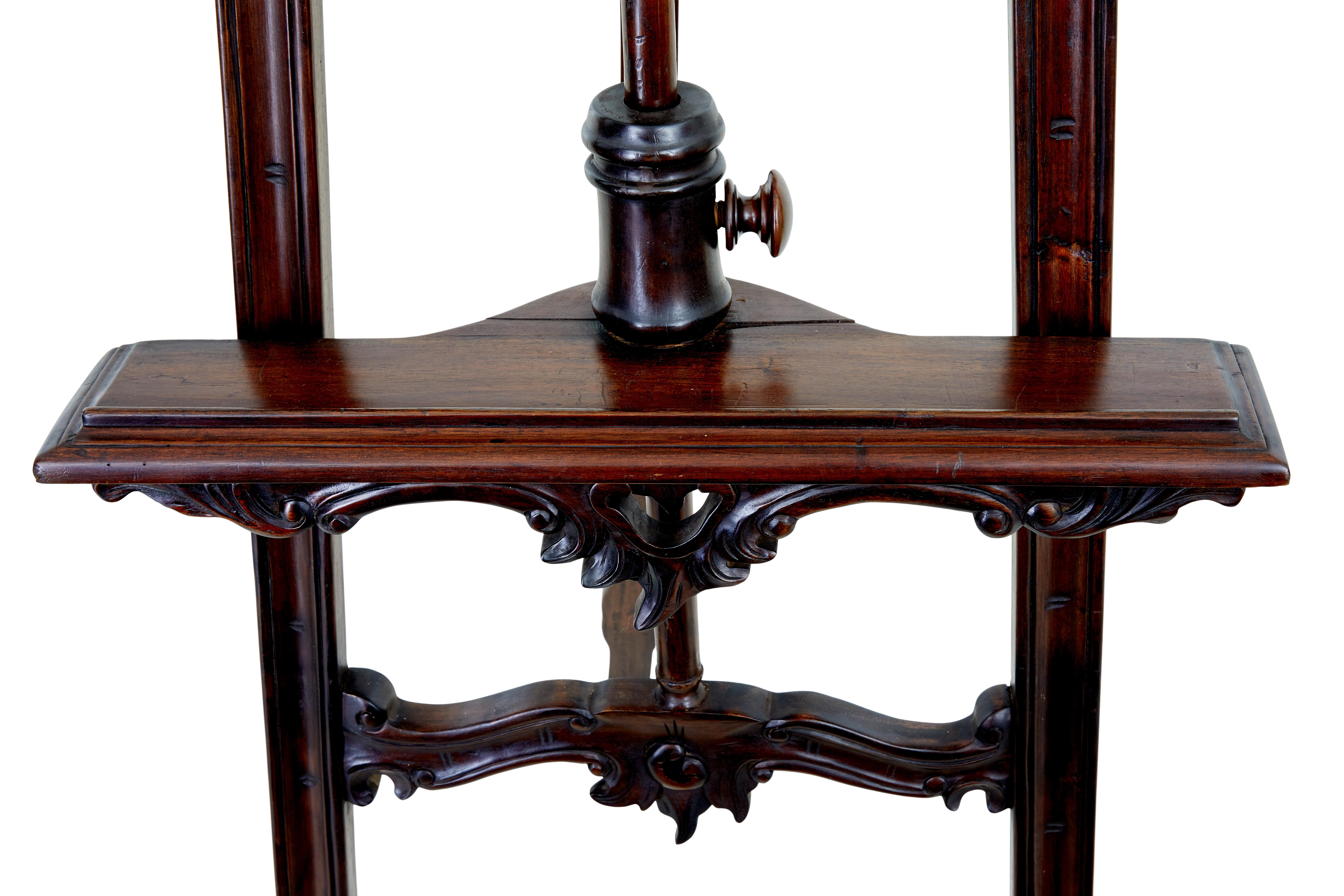 Hand-Carved 19th Century carved mahogany easel
