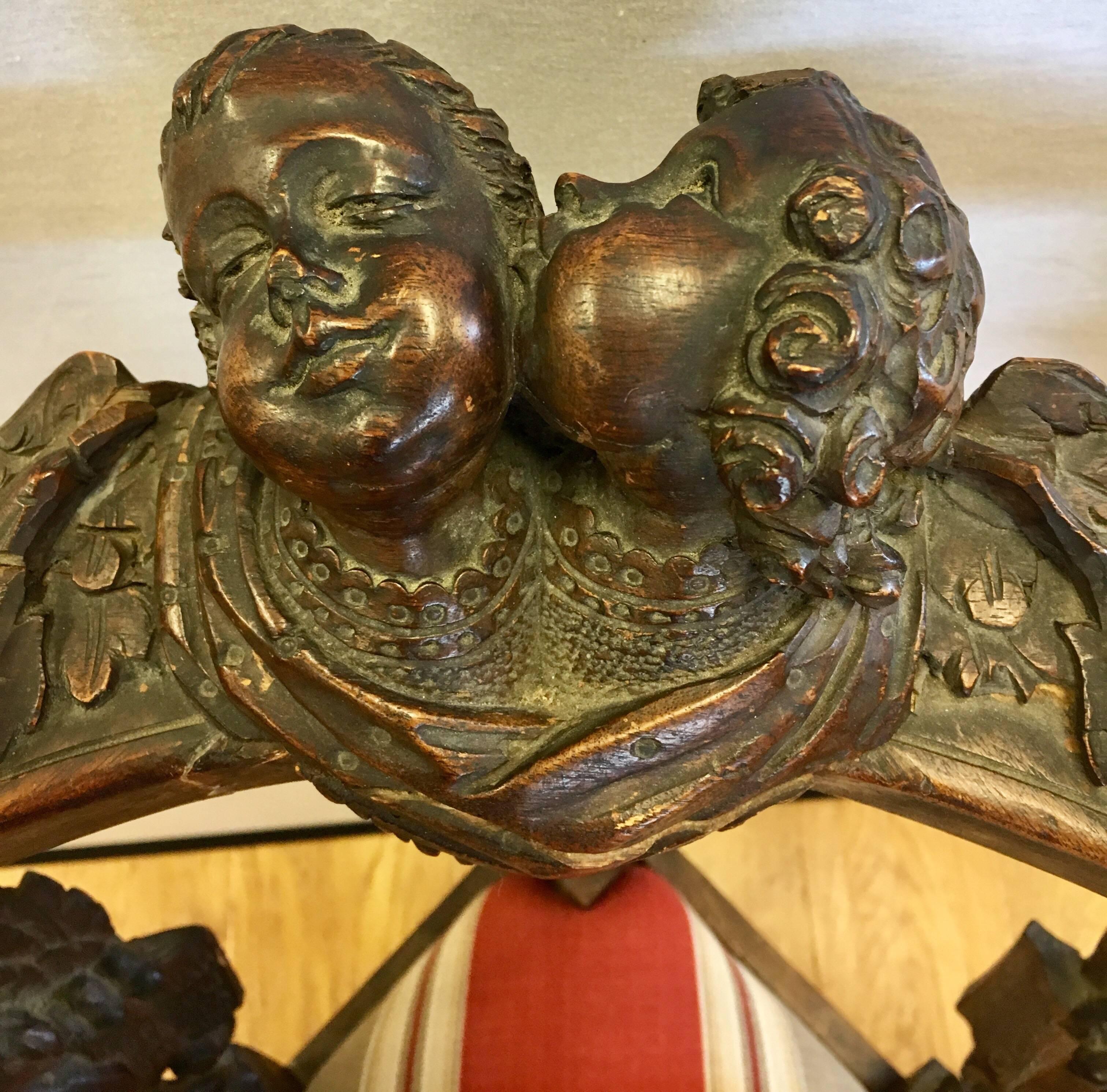 19th Century Carved Mahogany Figural Corner Chair In Good Condition In West Hartford, CT