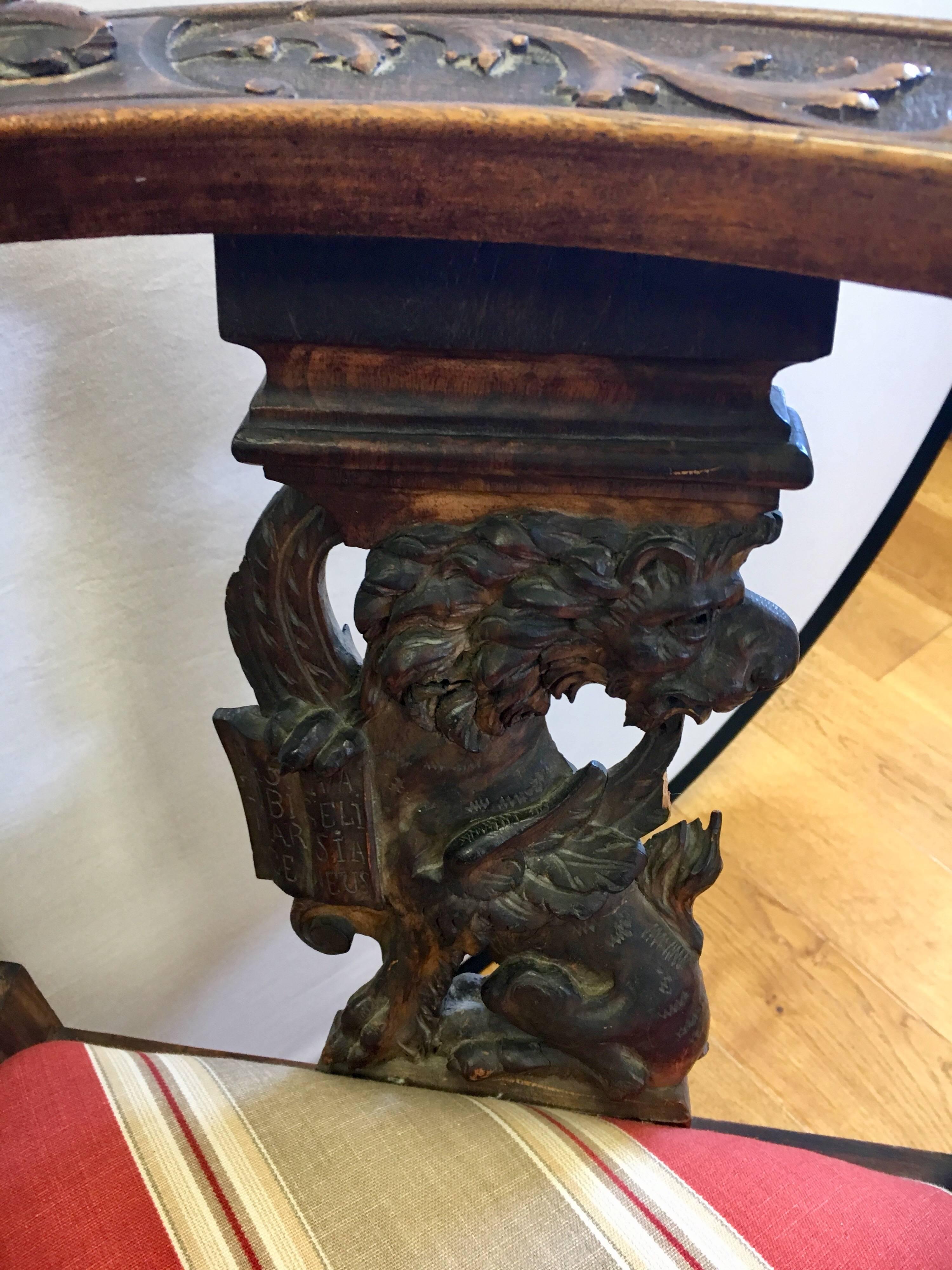 Fabric 19th Century Carved Mahogany Figural Corner Chair