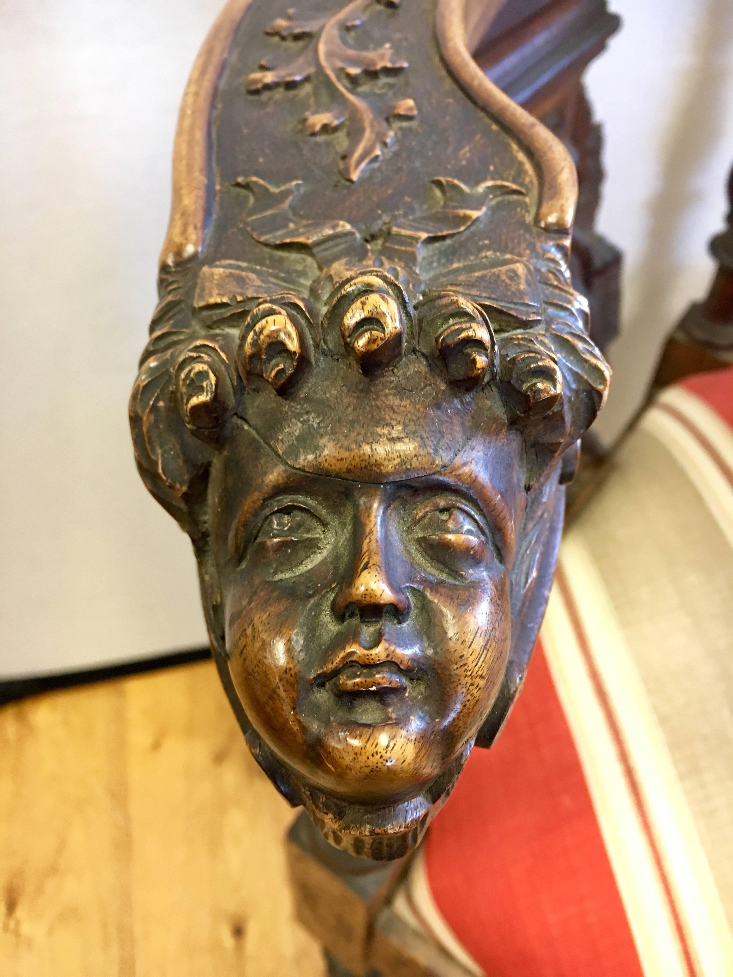 19th Century Carved Mahogany Figural Corner Chair 2