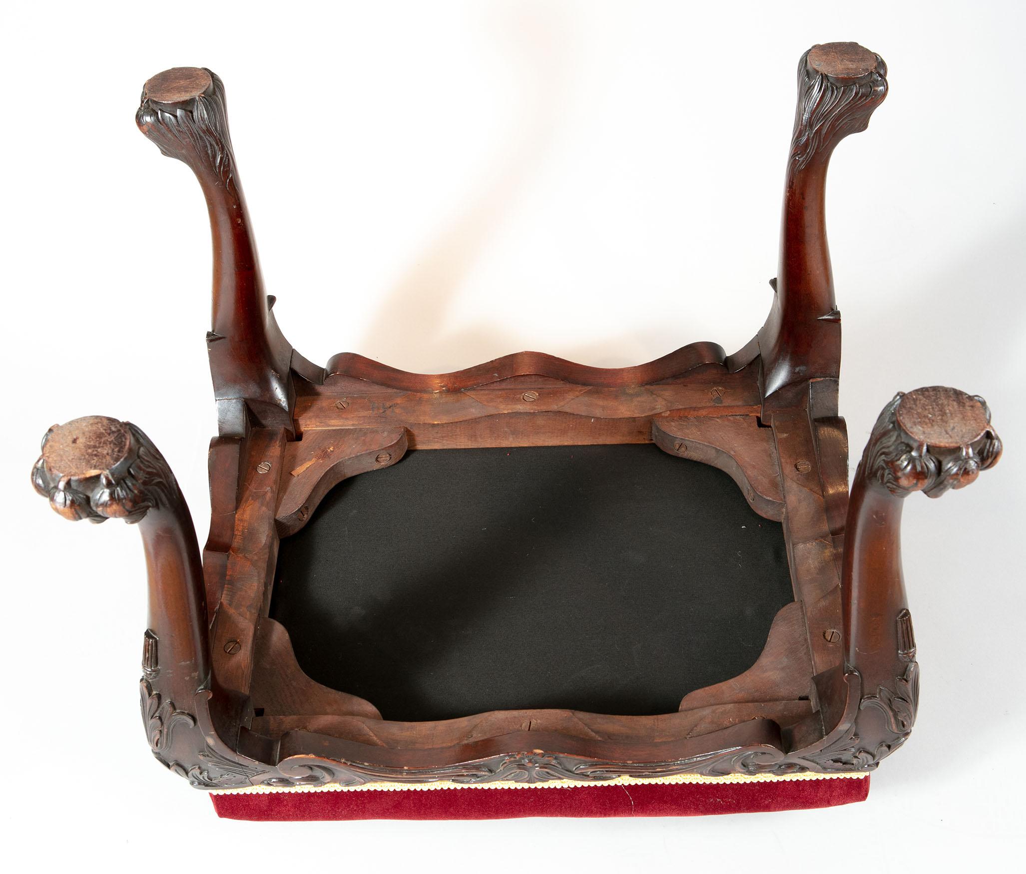 19th Century Carved Mahogany George II Stool For Sale 1